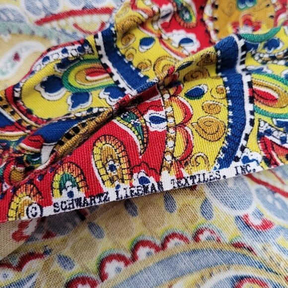 VINTAGE‎ 70s handmade button up paisley clowncore boxy top M - Picture 6 of 8